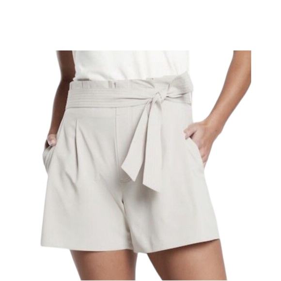Athleta Skyline shorts II women's 20 paperbag belted high rise athleisure beige - Picture 1 of 11